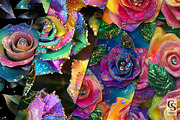 Rainbow Glitter Neon Roses Pattern, a Pattern Graphic by Creative Store (Thumbnail 2 of 5)