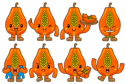 Papaya Mascot Vector Pack