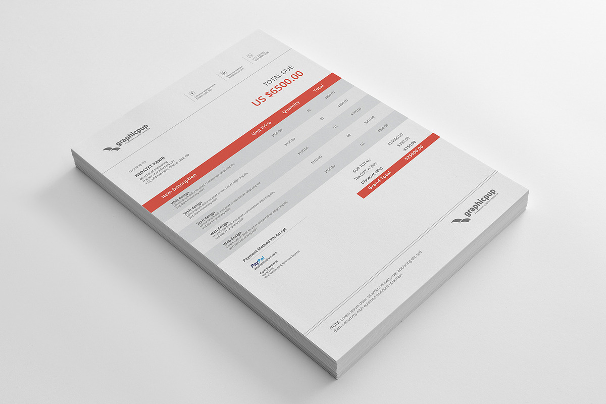 Invoice & Letterhead, a Stationery Template by Rongmistiry (Photo 3 of 9)