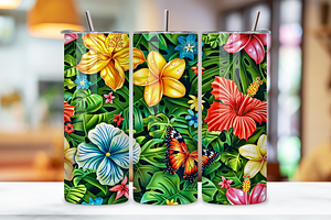 3D Plumeria Bliss Tumbler Wrap PNG