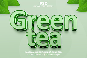 Green tea 3d Editable Text Effect, a Layer Style Add-On by bdrobin