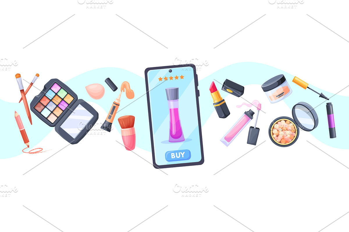 Cosmetics online purchase. Makeup, an Object Illustration by Stock-Smart-Start