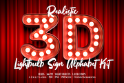 3D Lightbulb Sign Alphabet Kit, an Object Graphic by Weirdsgn Store (Thumbnail 1 of 8)