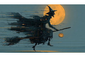 Fool moon with a Witch holding a, an Illustration by Lukas Jonaitis SHOP