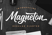 Magneton Regular Slanted, a Script Font by Mika Melvas (Thumbnail 1 of 13)