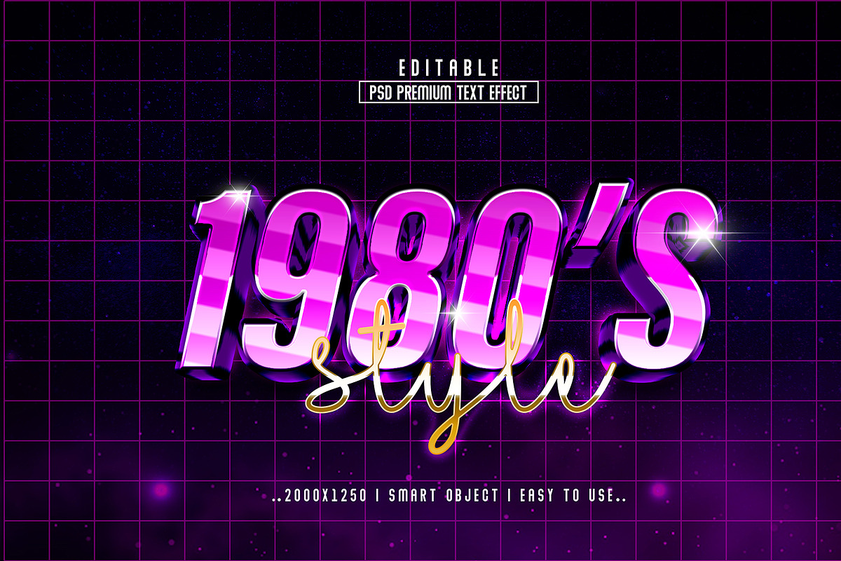 PSD 1980'S Style 3D Editable Text, a Layer Style Add-On by Md Jahidul99 (Photo 1 of 2)
