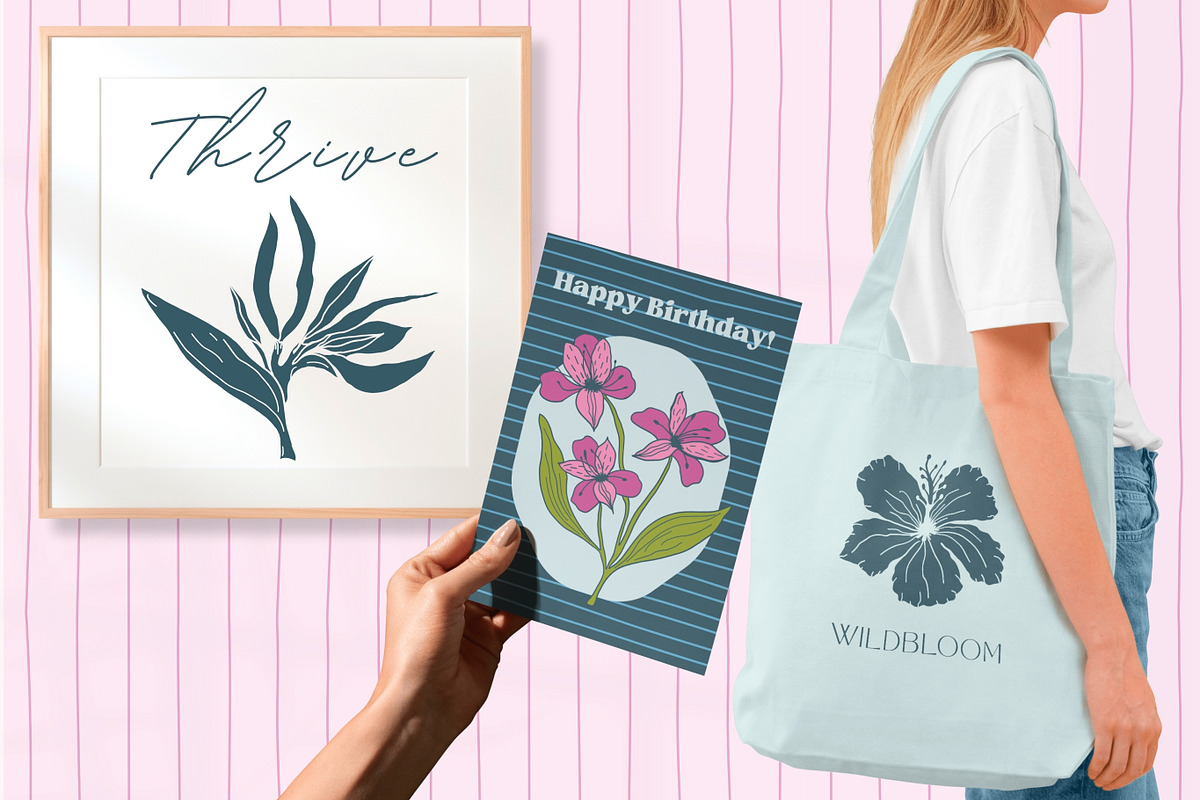 Summer florals & geometric patterns, a Decorative Illustration by CapriceMeDesigns (Photo 5 of 18)