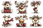 Funny Christmas Reindeer Clipart, an Illustration by Daily.Designs (Thumbnail 3 of 8)