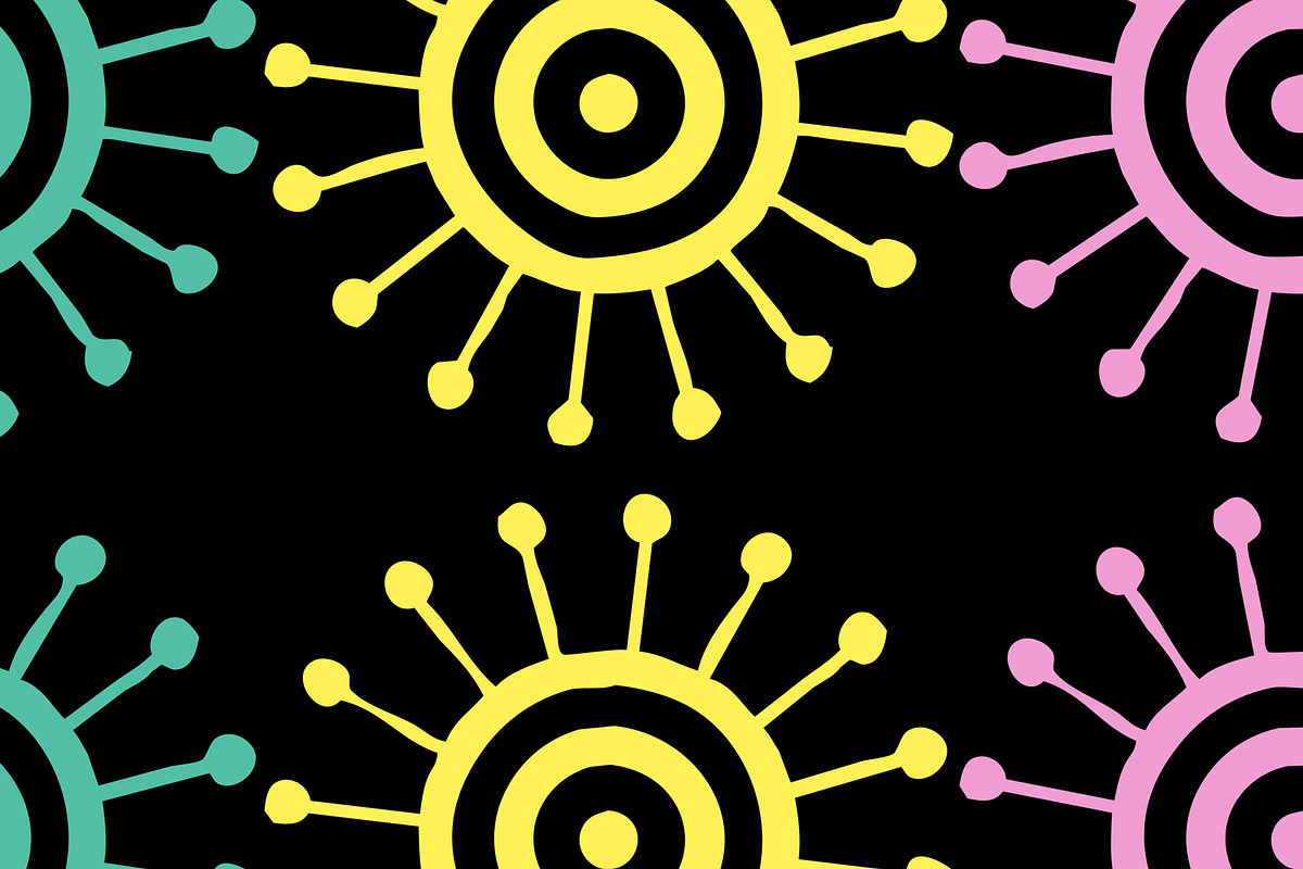 Bright Pop Art Circles on Black, a Pattern Graphic by Sharon Schwalbe (Photo 4 of 6)
