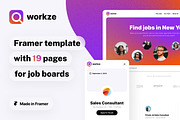 Workze job board template for Framer, a Landing Page Template by WhiteUI.Store (Thumbnail 1 of 8)