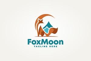 fox with crescent moon icon logo, a Branding & Logo Template by Blazybone