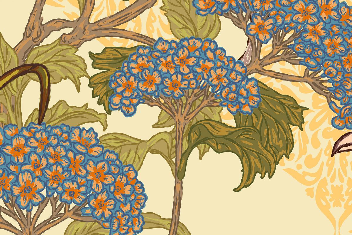 Pheasant, Hydrangea, Borzoi, a Pattern Graphic by NayaChu (Photo 7 of 9)