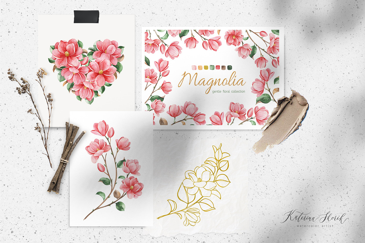 Magnolia. Gentle Floral Collection, a Decorative Illustration by Kate_Rina (Photo 2 of 8)