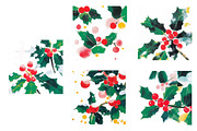 Watercolor Holly Pattern, an Illustration by Designworld (Thumbnail 4 of 5)