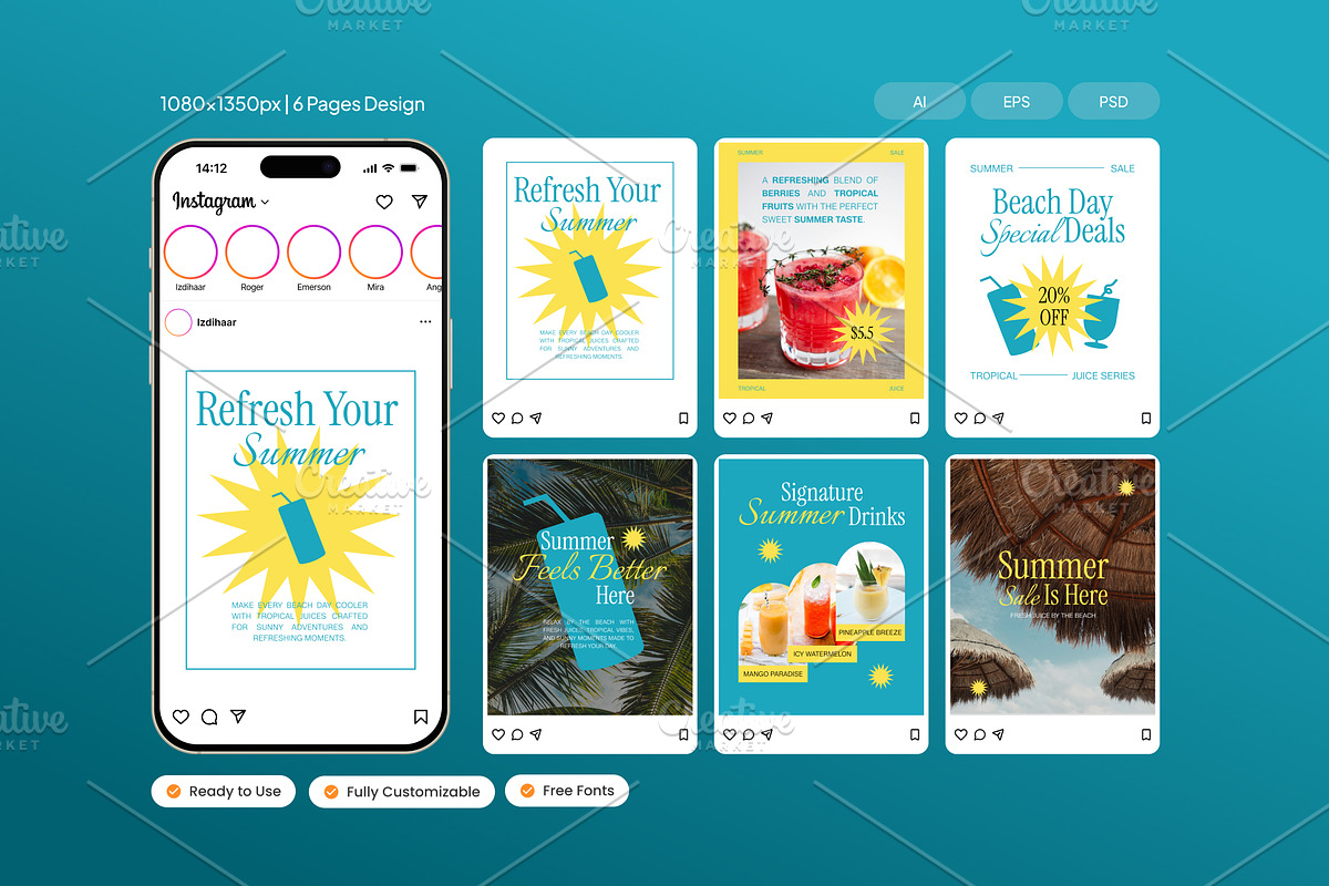 Summer Juice Sale - Instagram Post, a Social Media Template by Izdihaar_Studio (Photo 1 of 4)