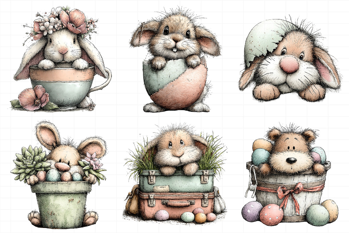 Cute Peeking Easter Animals Clipart, an Illustration by Daily.Designs (Photo 8 of 8)