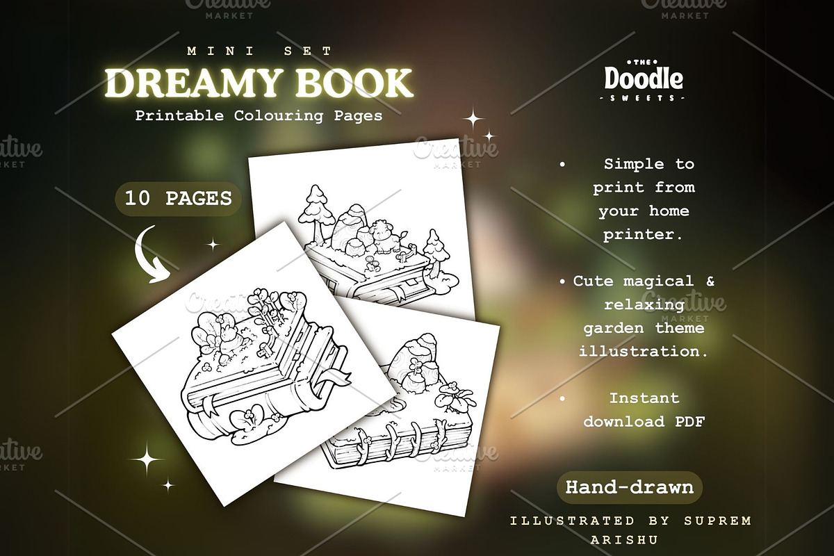 Dreamy Book Printable Coloring Pages, an Object Graphic by TheDoodleSweets (Photo 4 of 4)