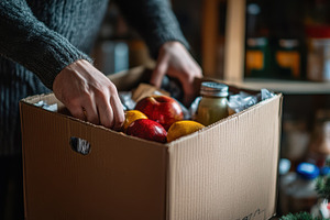 Person preparing a box of fresh food, a Food & Drink Photo by Pixeness Studio