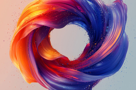 Vivid swirling abstract art with dynamic colorful brushstroke design, a Photo by AS photostudio