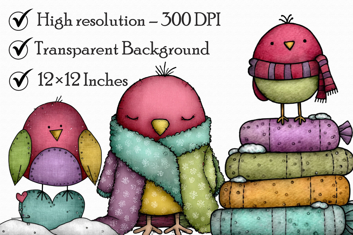Whimsical Winter Bird Clipart, an Illustration by Libby Wishes (Photo 2 of 7)