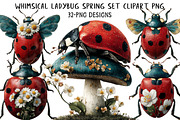 Whimsical Ladybug Spring Set Clipart, an Illustration by Daily.Designs (Thumbnail 1 of 7)