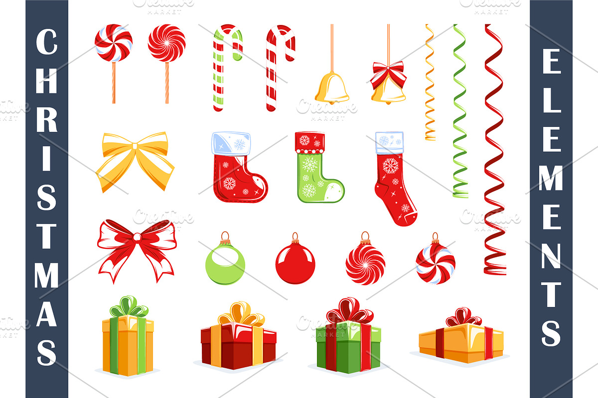 9 Christmas Flat Logos Templates, a Branding & Logo Template by Art Design (Photo 2 of 7)