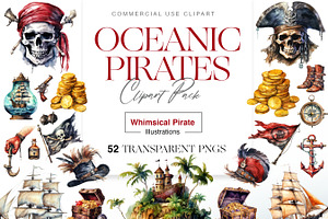 Watercolor Pirates Clipart, Ship PNG