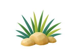 3d Desert Plant with Rocks on White, an Object Illustration by ModVector