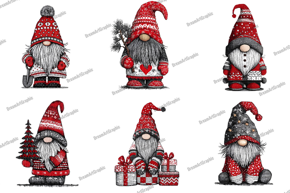 Christmas Gnome Embroidery Design, an Illustration by DreamArtGraphic (Photo 2 of 4)