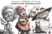Summer Funny Grandma Clipart, an Illustration by designcity5 (Thumbnail 1 of 5)