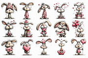 Whimsical Valentine Bunny Clipart, an Illustration by Libby Wishes (Thumbnail 3 of 6)