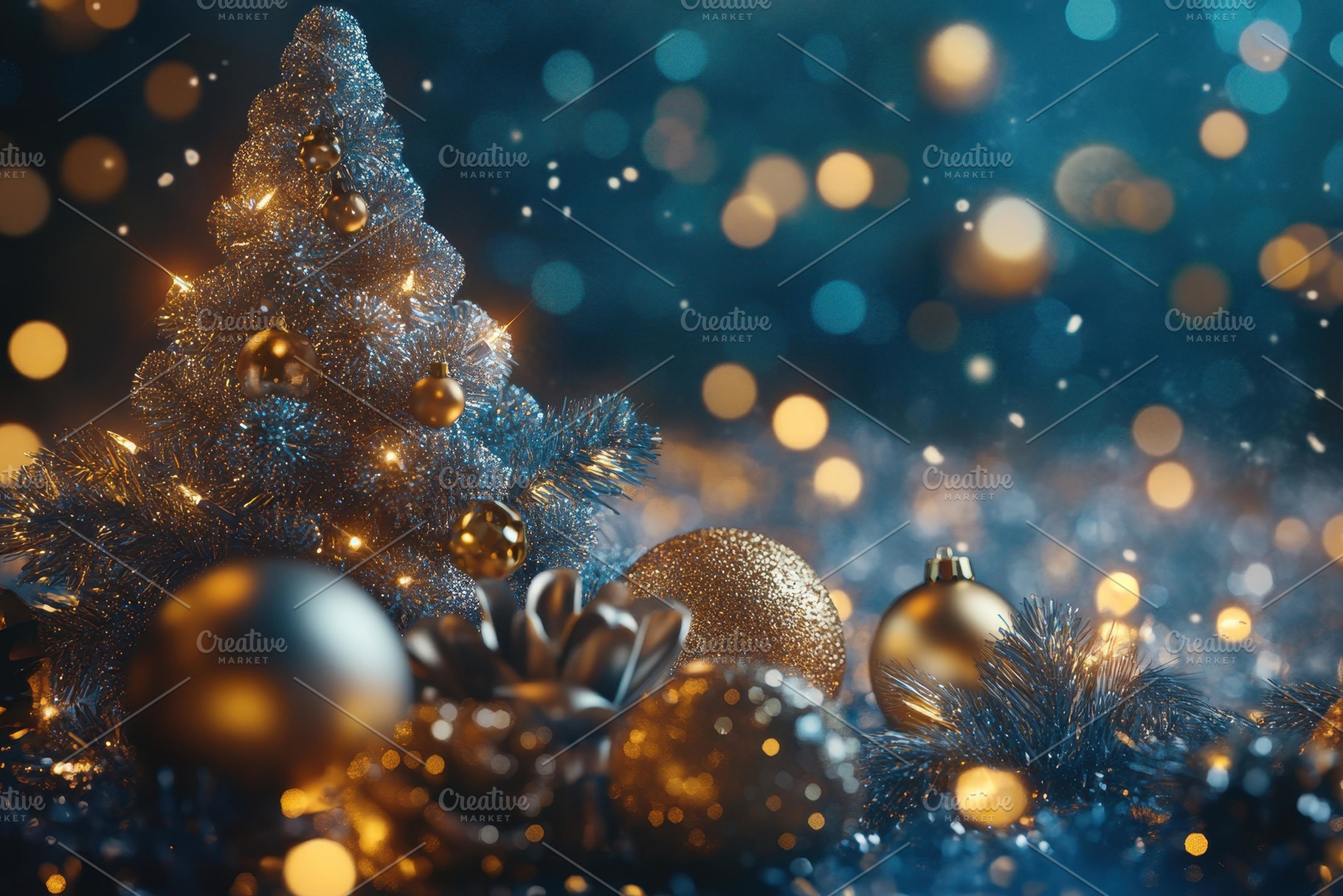 Sparkling holiday decorations create, a Photo by Tanuart