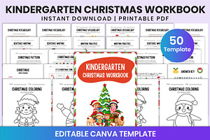 Kindergarten Christmas Workbook, a Stationery Template by Shumaya