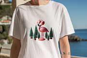 Watercolor Christmas Flamingo Clipar, an Illustration by SVGArt (Thumbnail 6 of 8)