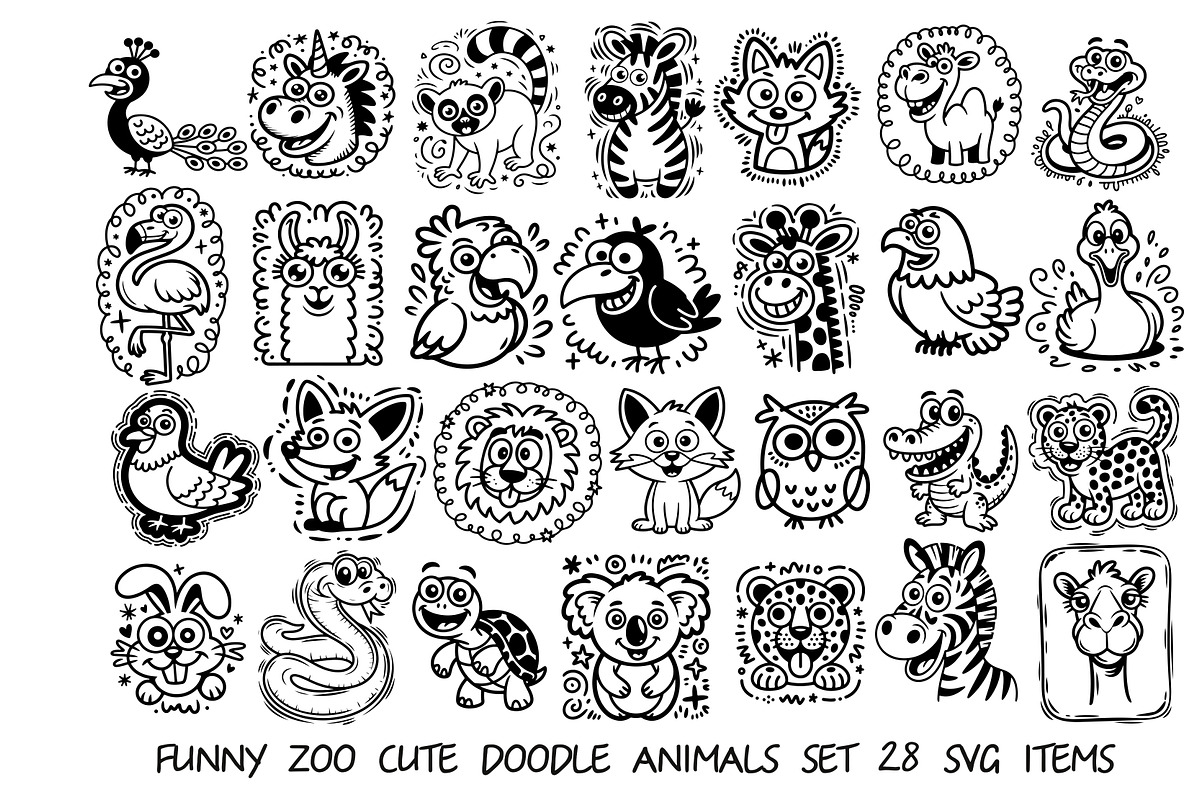 Zoo doodle composition svg animals, an Object Graphic by SketchArtStudio (Photo 1 of 3)