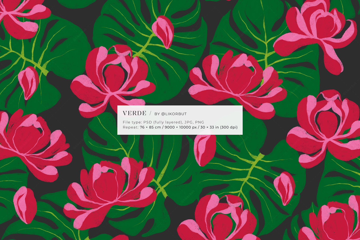 Bold Tropical Floral Pattern, a Pattern Graphic by likorbut (Photo 9 of 15)