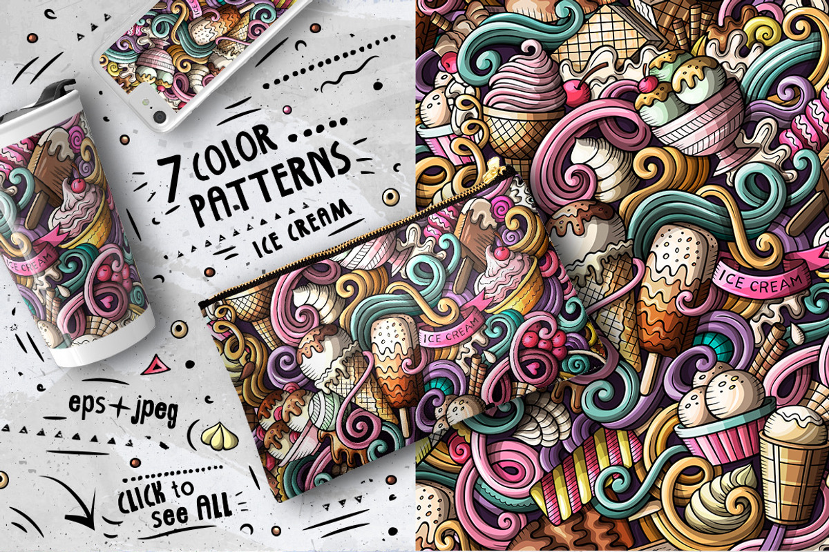 Ice Cream Seamless Patterns Pack, a Pattern Graphic by BALABOLKA (Photo 3 of 5)