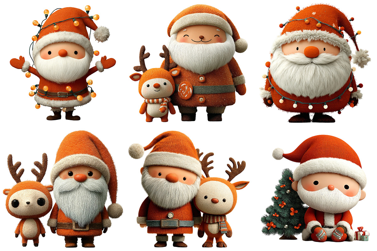 Cute Santa Claus & Friends Christmas, an Illustration by Craft Nest (Photo 2 of 8)