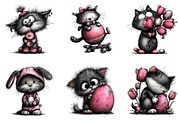 Whimsical Easter Cat Clipart, an Illustration by CreationArt (Thumbnail 5 of 7)