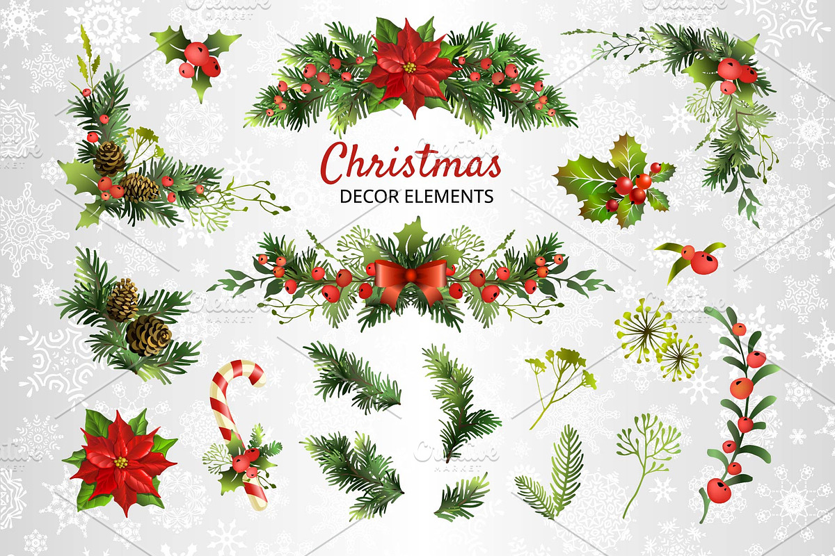 Christmas decorative elements., a Decorative Illustration by VetaDesign (Photo 1 of 11)