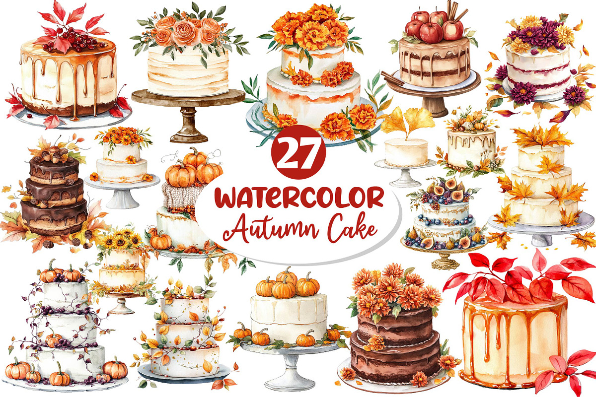 Autumn Wedding Cake Clipart, an Illustration by Dream Creation (Photo 1 of 6)