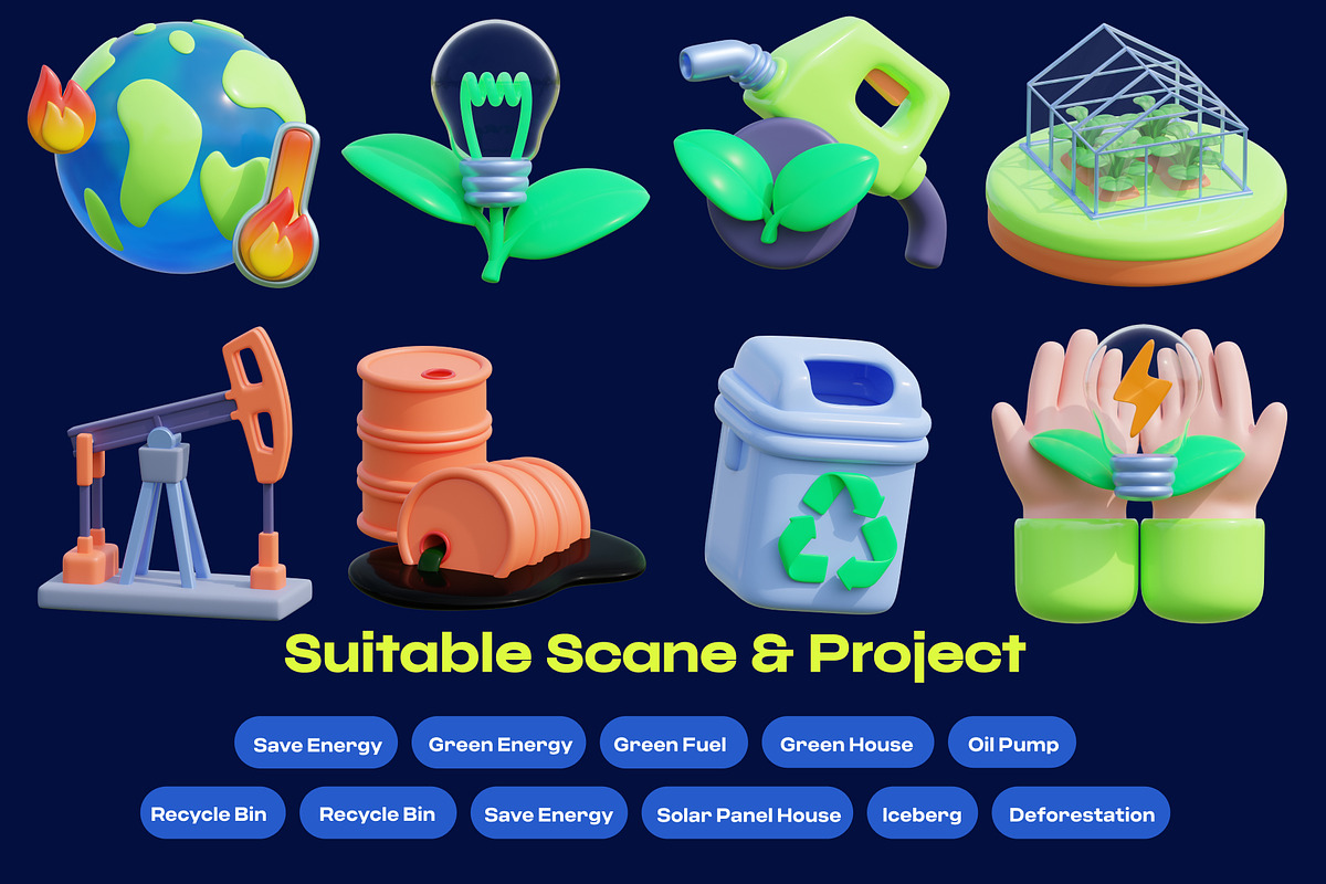 Ecology And Sustainable 3D Icon, an Environmental 3D Model by orenjidesign (Photo 4 of 8)