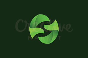 Abstract S Letter Green Logo