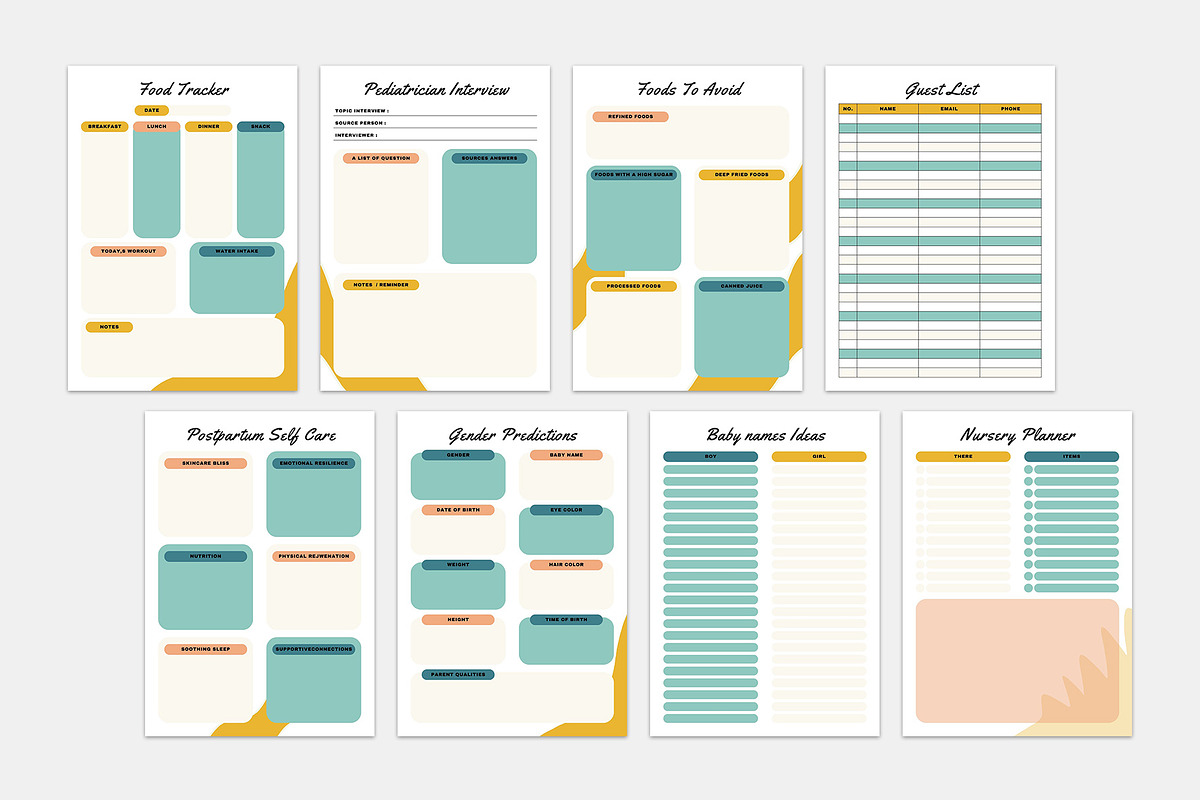 Pregnancy Planner Bundle Pack, a Stationery Template by MNT-Creator (Photo 4 of 6)