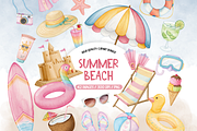 Watercolor Summer Clip Art, an Illustration by TatiMockup (Thumbnail 1 of 5)