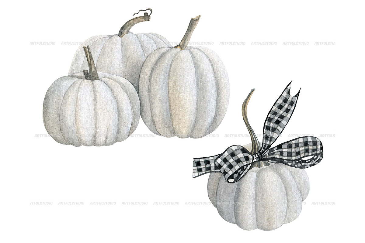 Watercolor buffalo plaid halloween, a Seasonal Illustration by ArtfulStudio (Photo 5 of 8)