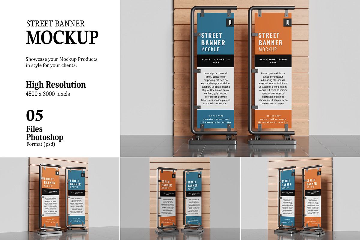 Street Banner Mockup, an Advertising Mockup by AndikaGraphic (Photo 1 of 6)