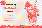 Cute Watermelon Soda Drink Clipart, a Food Illustration by K.JackArtwork (Thumbnail 3 of 4)