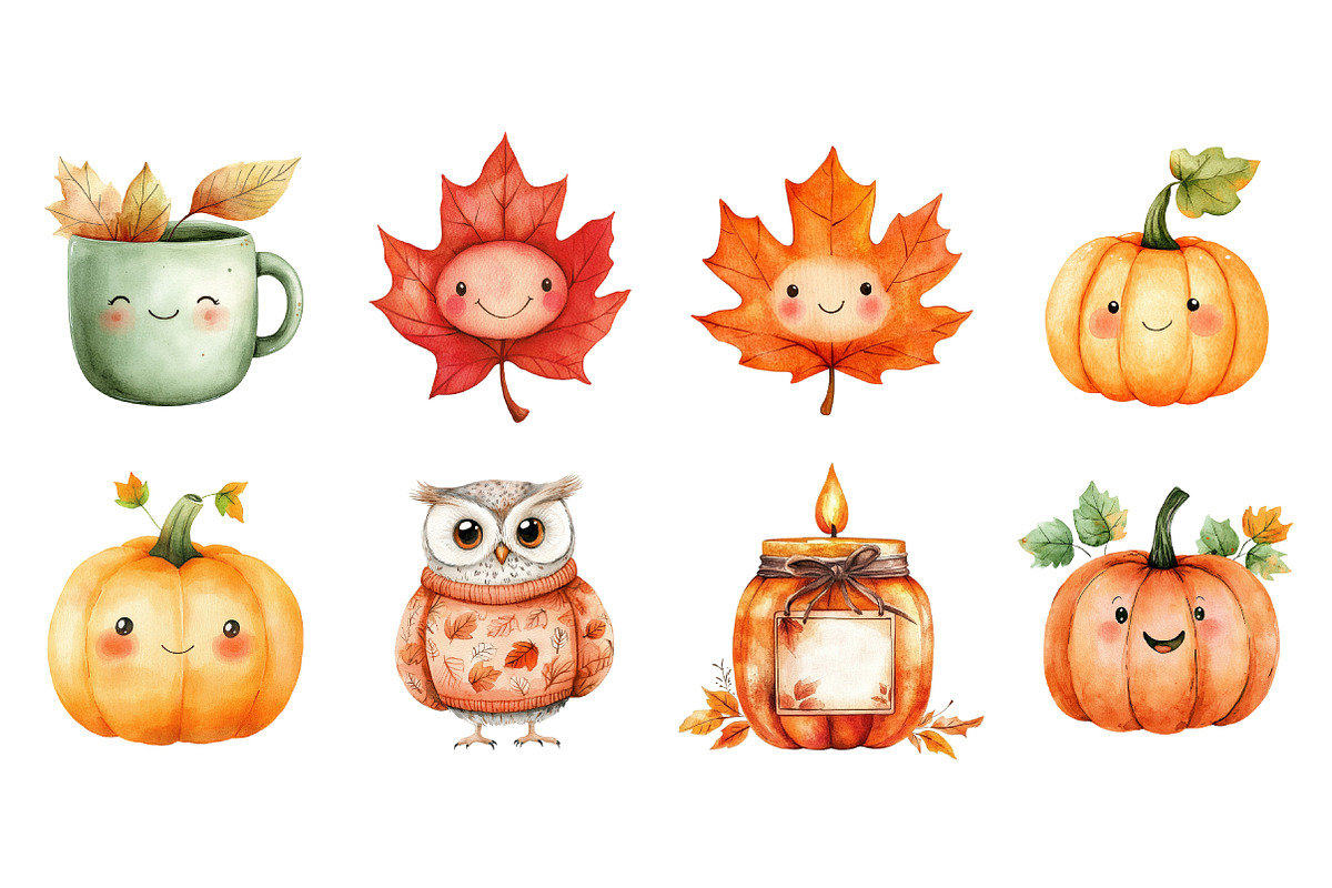 Cute Fall Clipart - Watercolor, a Seasonal Illustration by CitraGraphics (Photo 4 of 4)