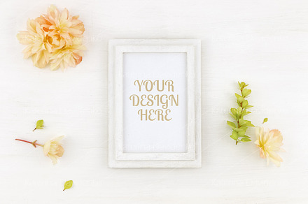 Flatlay wooden frame mockup, a Background Photo by Bubert Art